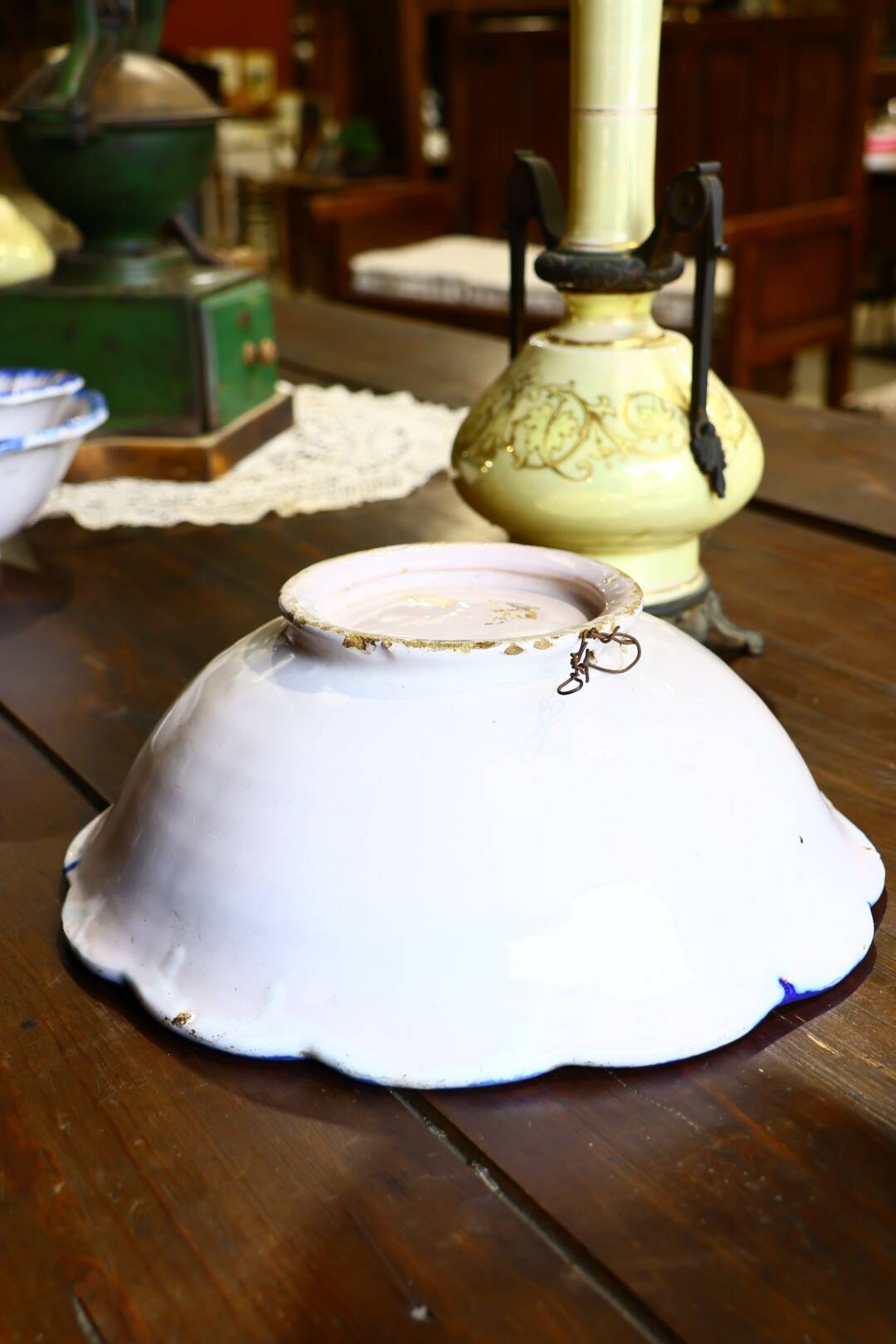 Old earthenware salad bowl