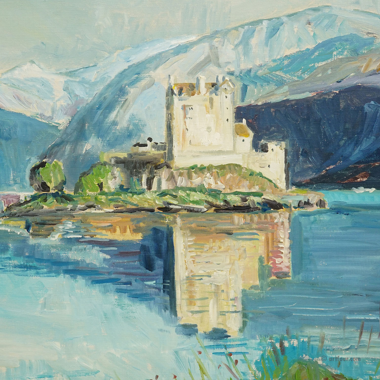 Eilean Donan Castle, Scotland, 1977 – Oil painting by Alexander Michael