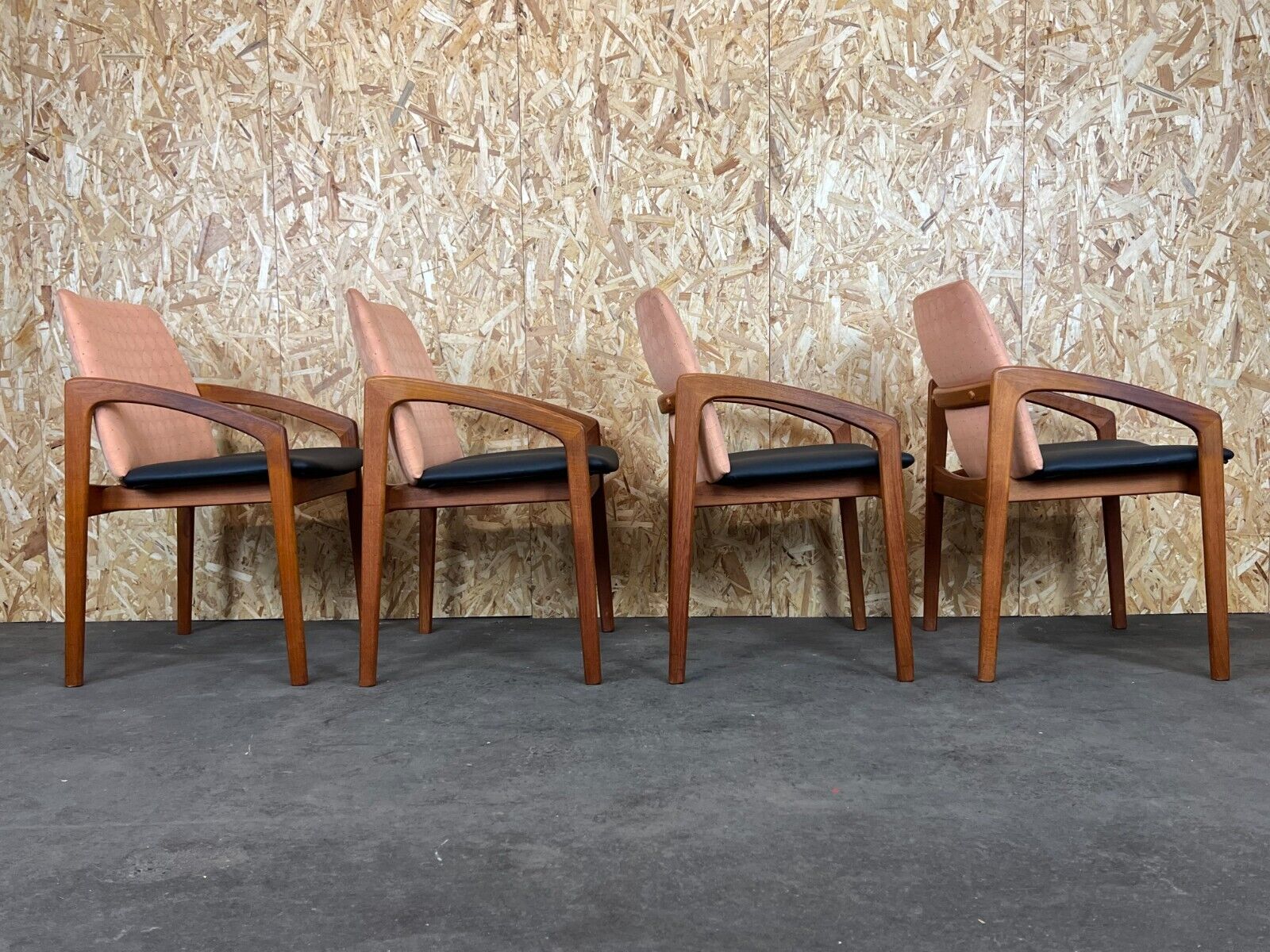 Teak dining chairs model 23 by Henning Kjaernulf for Korup Stolefabric