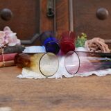 Four handmade colored tall glasses