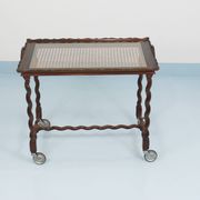 Antique Neo-Baroque Italian Barley Twist Bar Cart Serving Trolley, 1920s