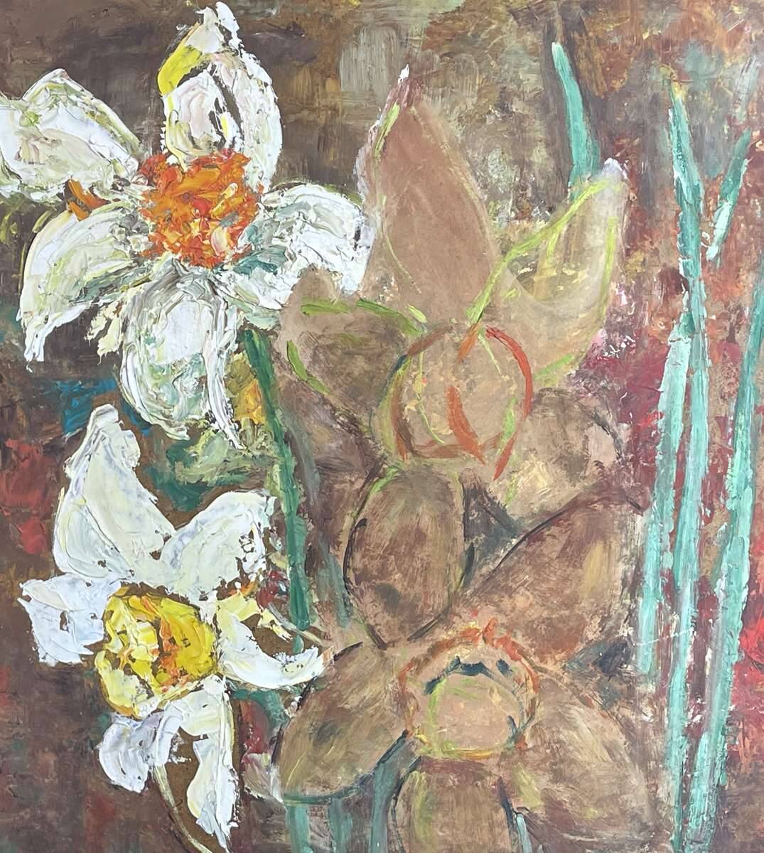 Oil on panel signed Robert Leparmentier (1895-1975) Bouquet of flowers