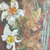 Oil on panel signed Robert Leparmentier (1895-1975) Bouquet of flowers