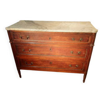 Louis XVI period chest of drawers with marble top