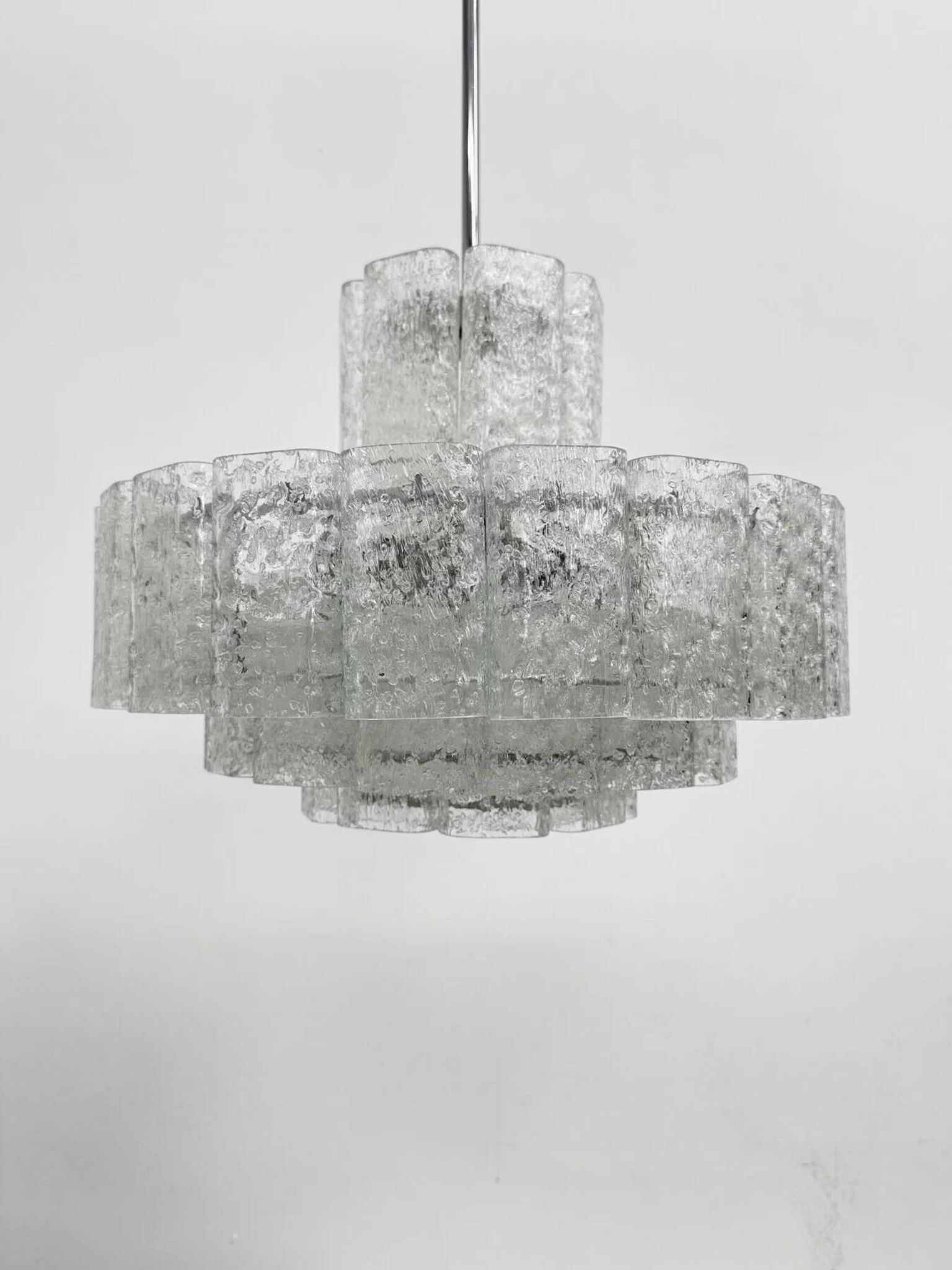 Mid-century design Doria Leuchten glass chandelier, 1970s
