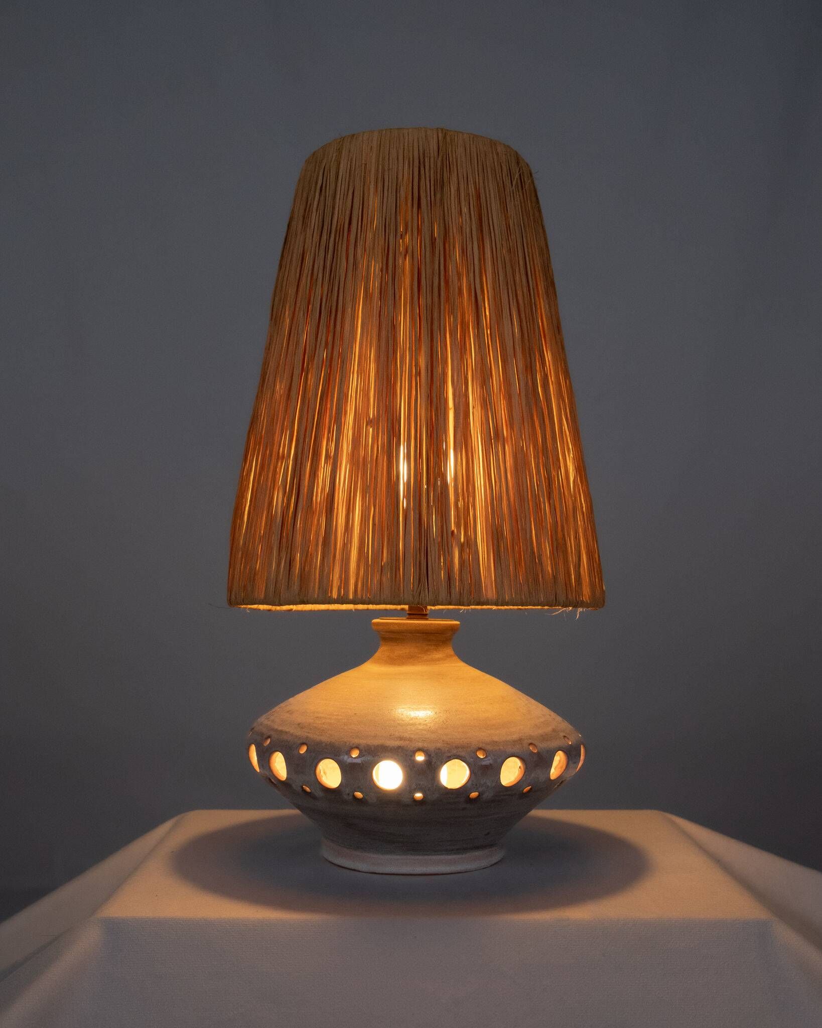 Lattice ceramic lamp, Georges Pelletier style, France, 1970s