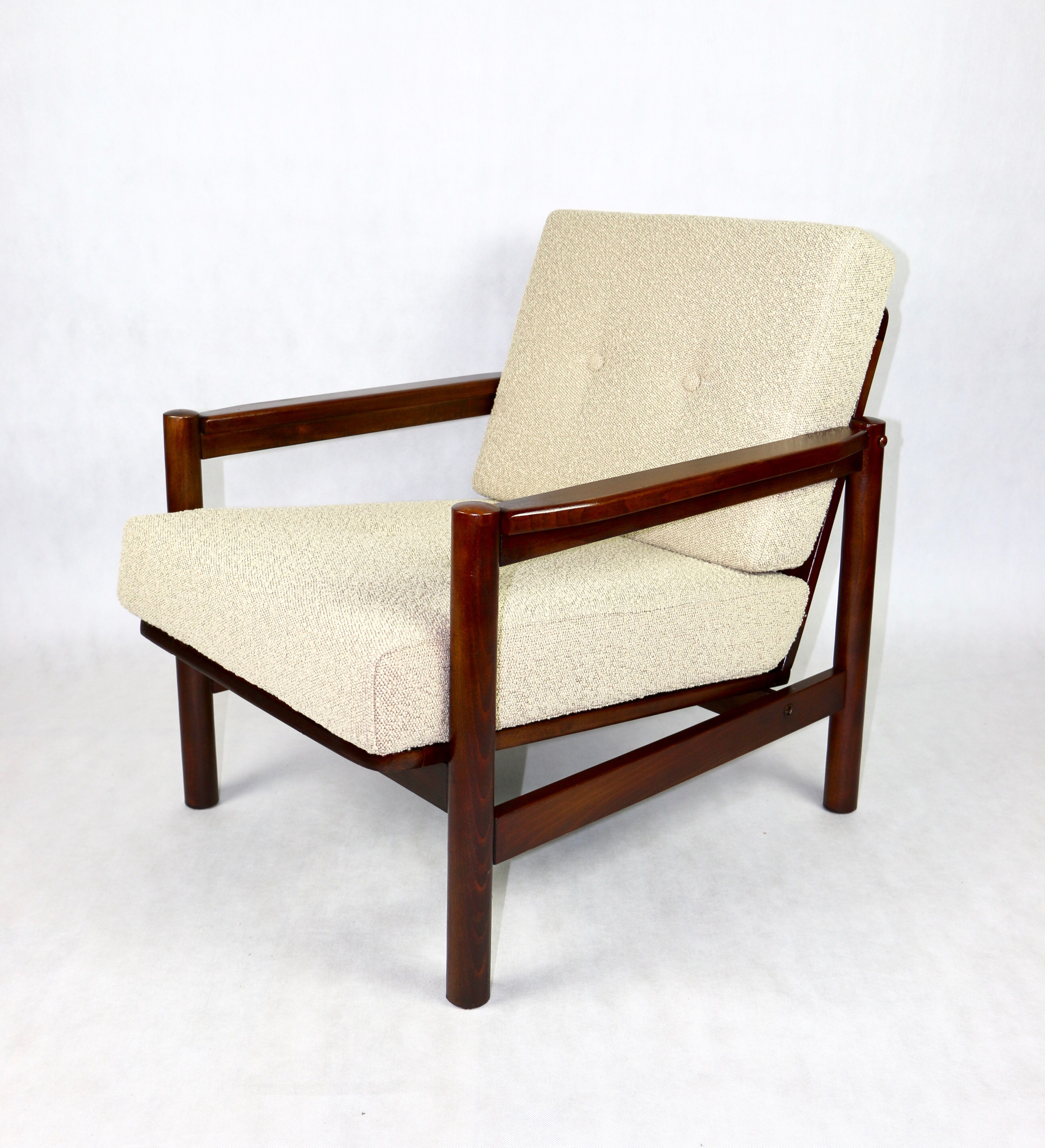 Beige boucle vintage armchair, 1970s