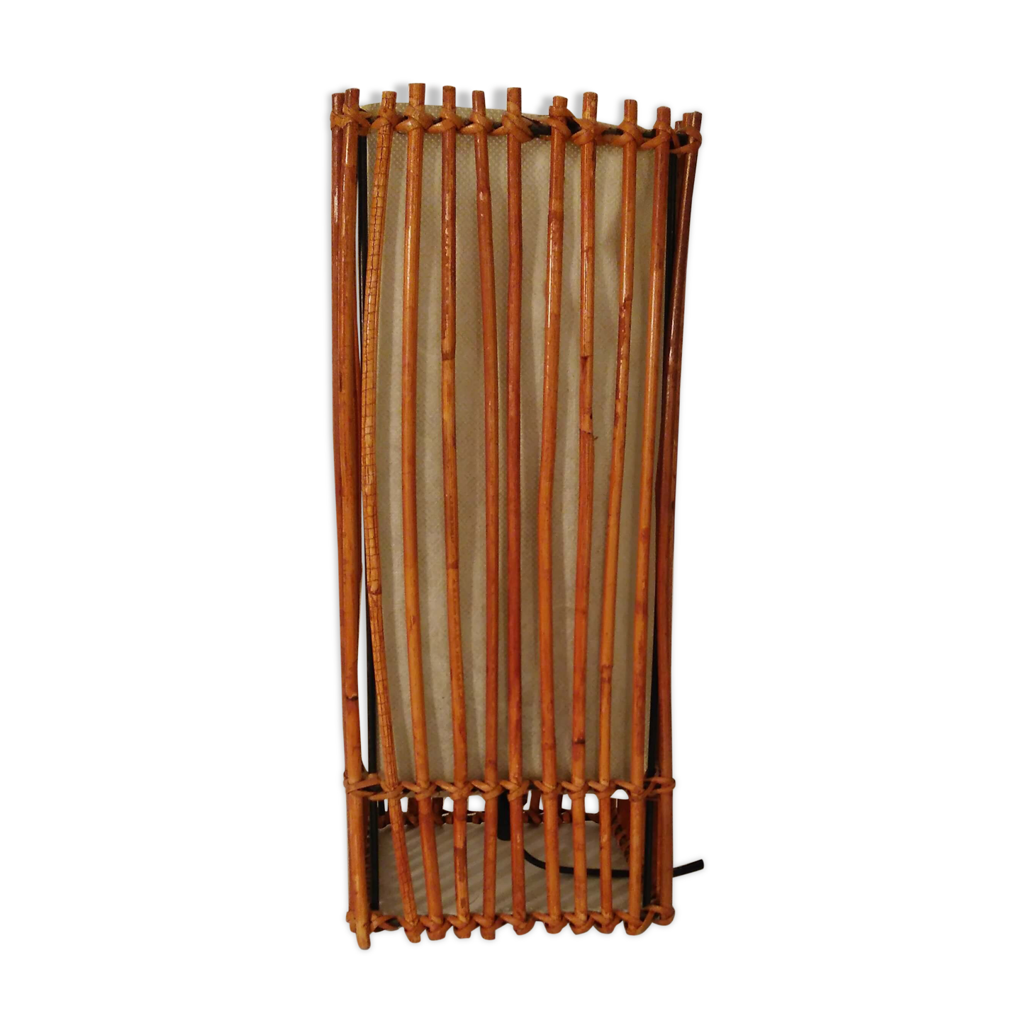 Lampe à poser en osier et lin