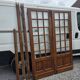 Paire de portes de séparation en chêne petits carreaux XXe