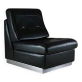 Black leather and metal armchair by Jacques Charpentier