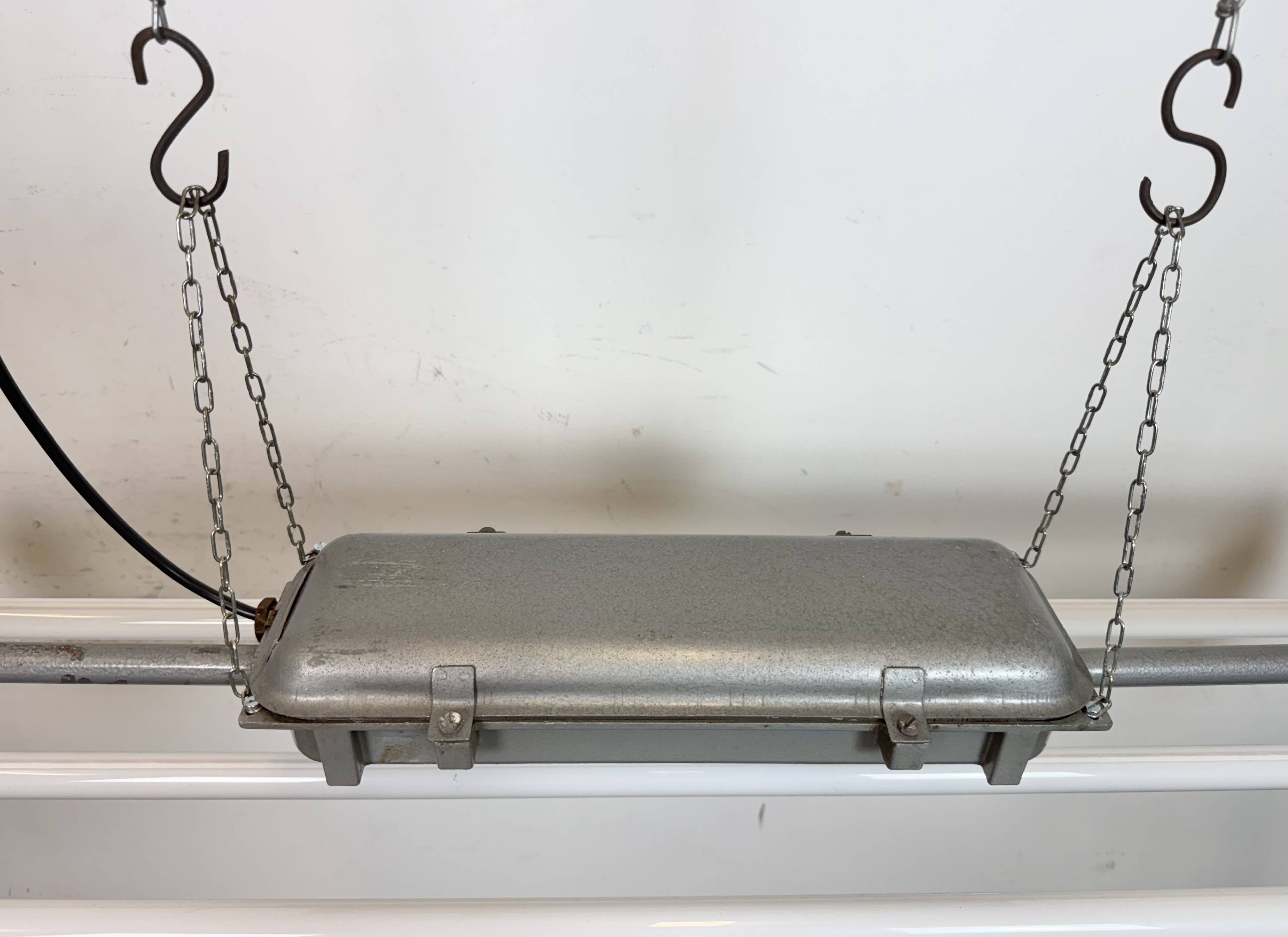 Grey Industrial Hanging Tube Light from Polam Gdansk, 1970s