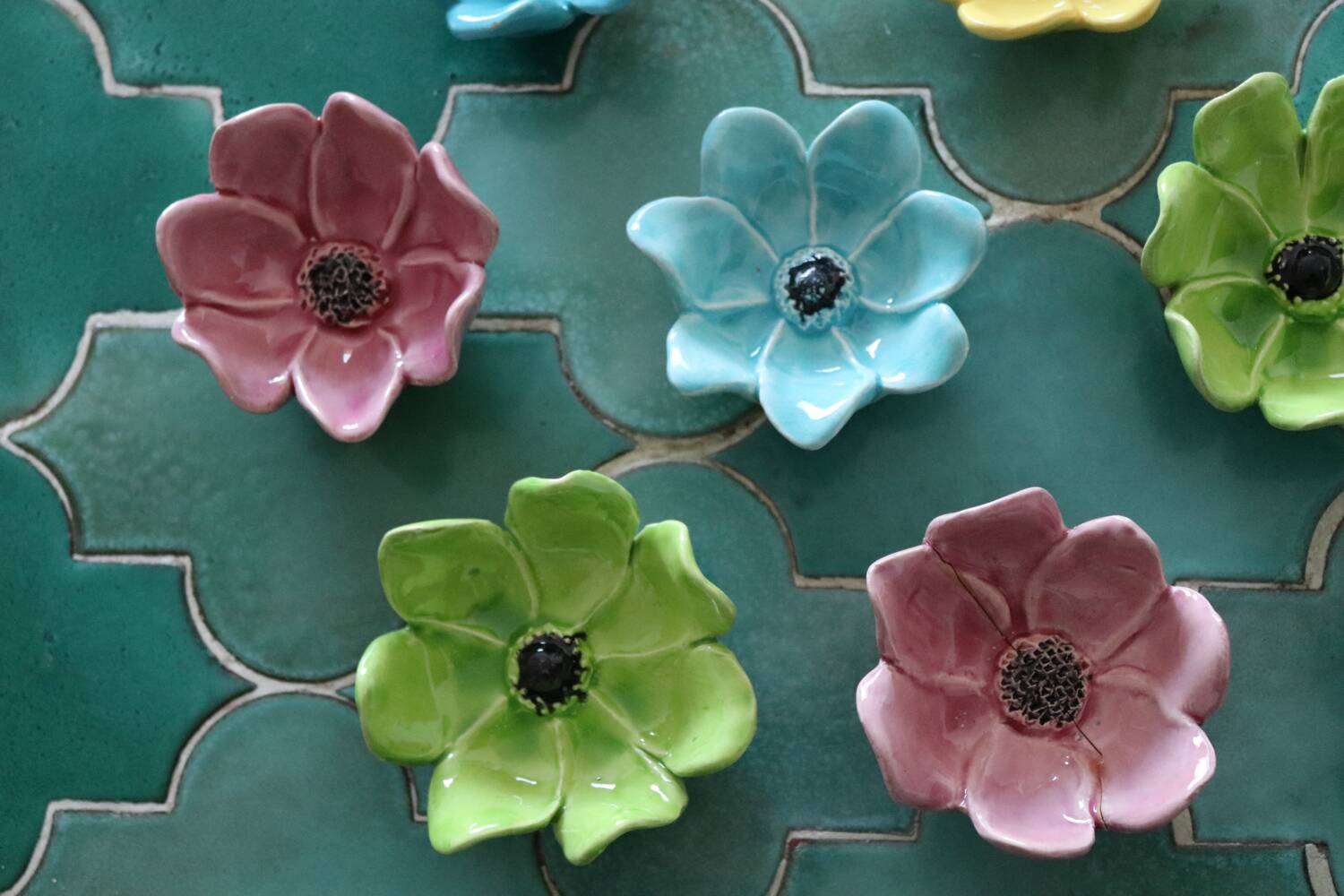 Set of 10 floral ceramic bowls, Bagnoles de l'Orne – years