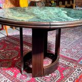 Vintage green sea marble and rosewood table from the 1970s.