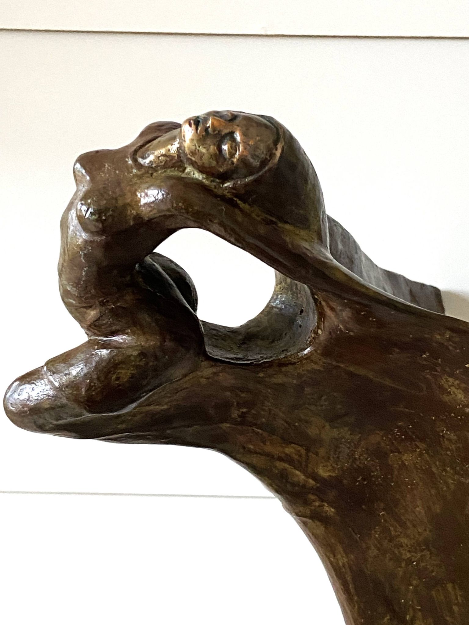 Contemporary Sculpture Solid Bronze Bow Boat and Mermaid Signed ORTIZ