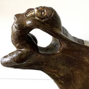 Contemporary Sculpture Solid Bronze Bow Boat and Mermaid Signed ORTIZ