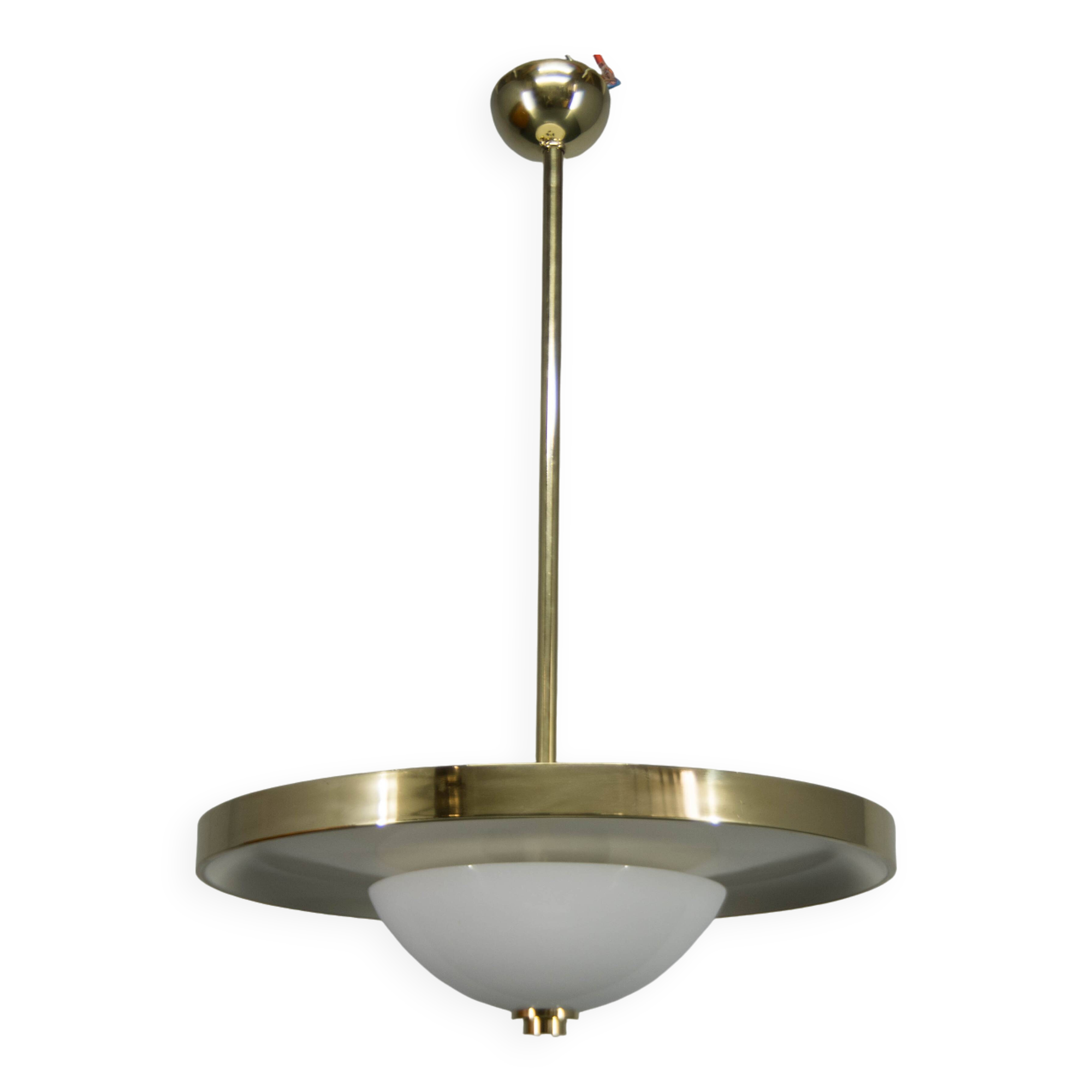 Bauhaus Brass Chandelier by Franta Anyz, 1930, Restored