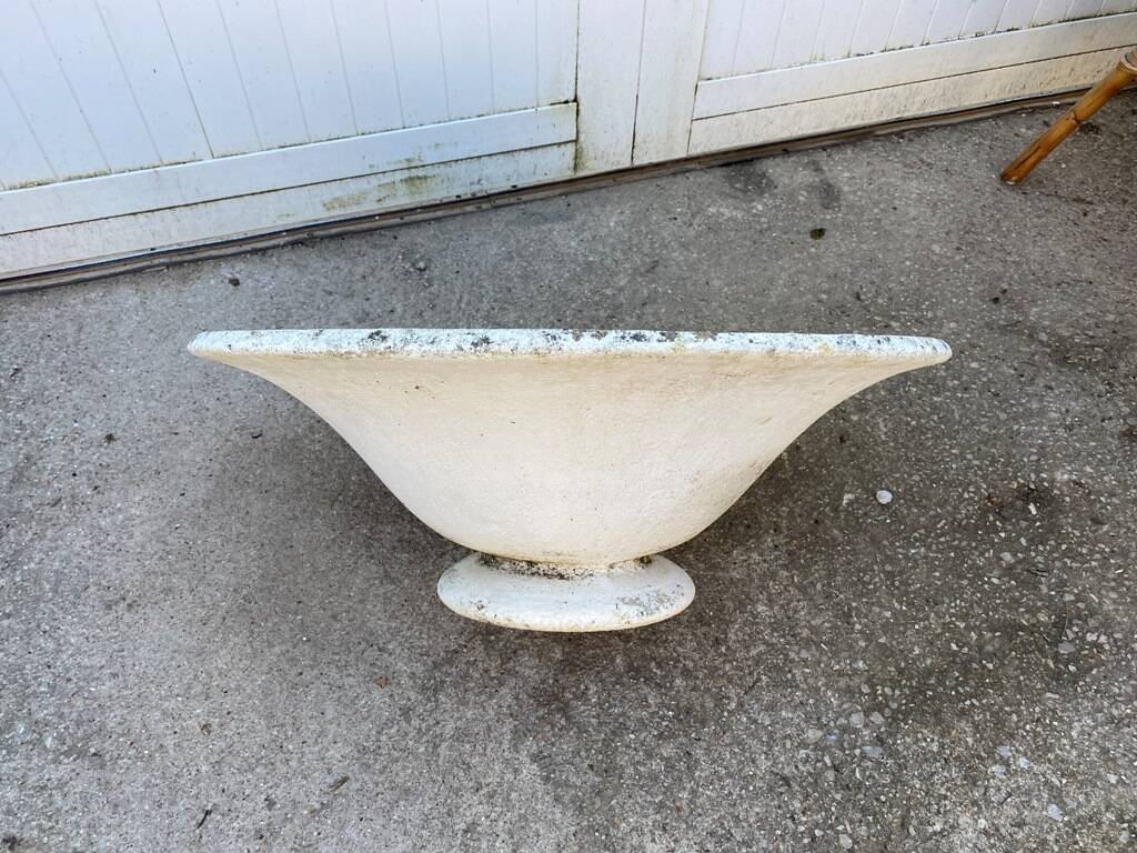 Vintage 1950s concrete stone composite planter bowl