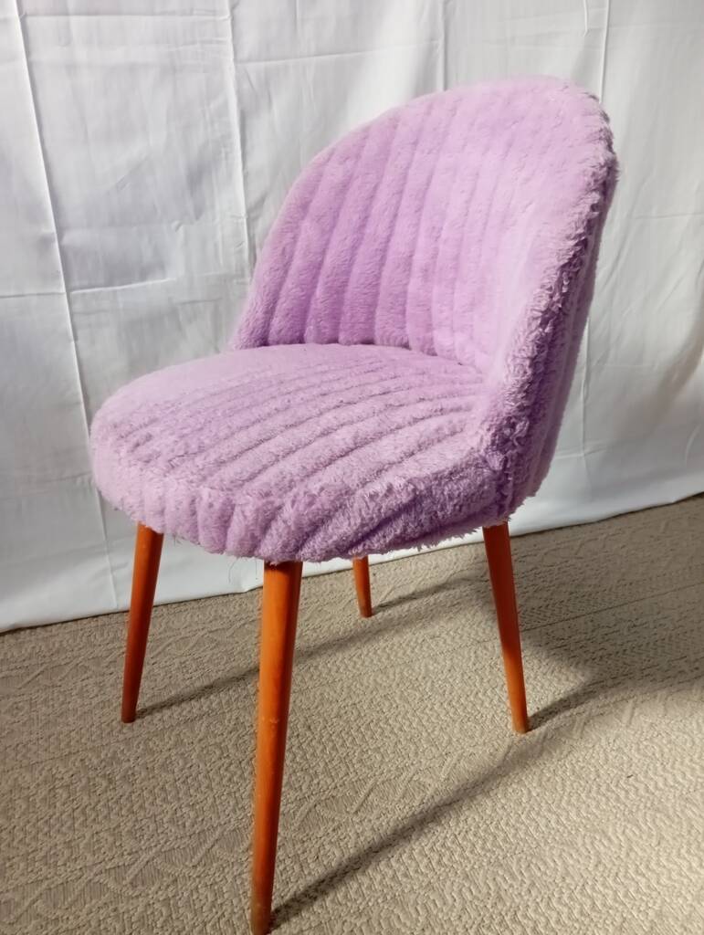 Lilac furry chair from the 50s