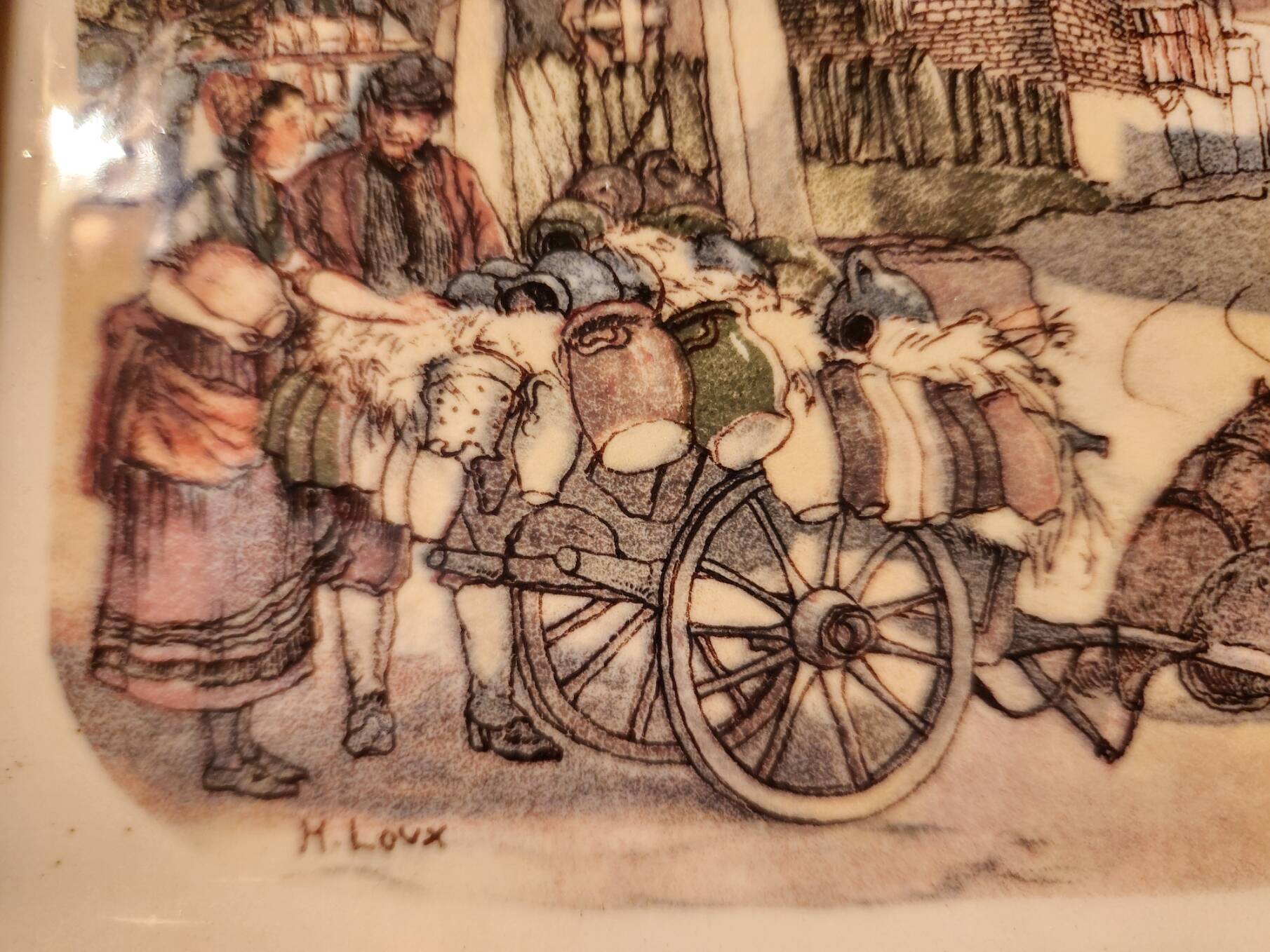 Obernai compartment dish Sarreguemines signed Loux