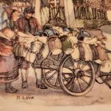 Obernai compartment dish Sarreguemines signed Loux