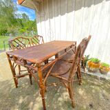 Ensemble table et chaises en rotin