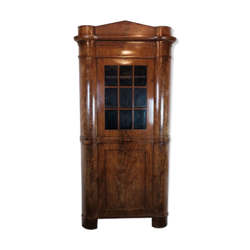 Armoire d’angle antique de l’Allemagne du Nord dans l’Empire tardif en acajou poli