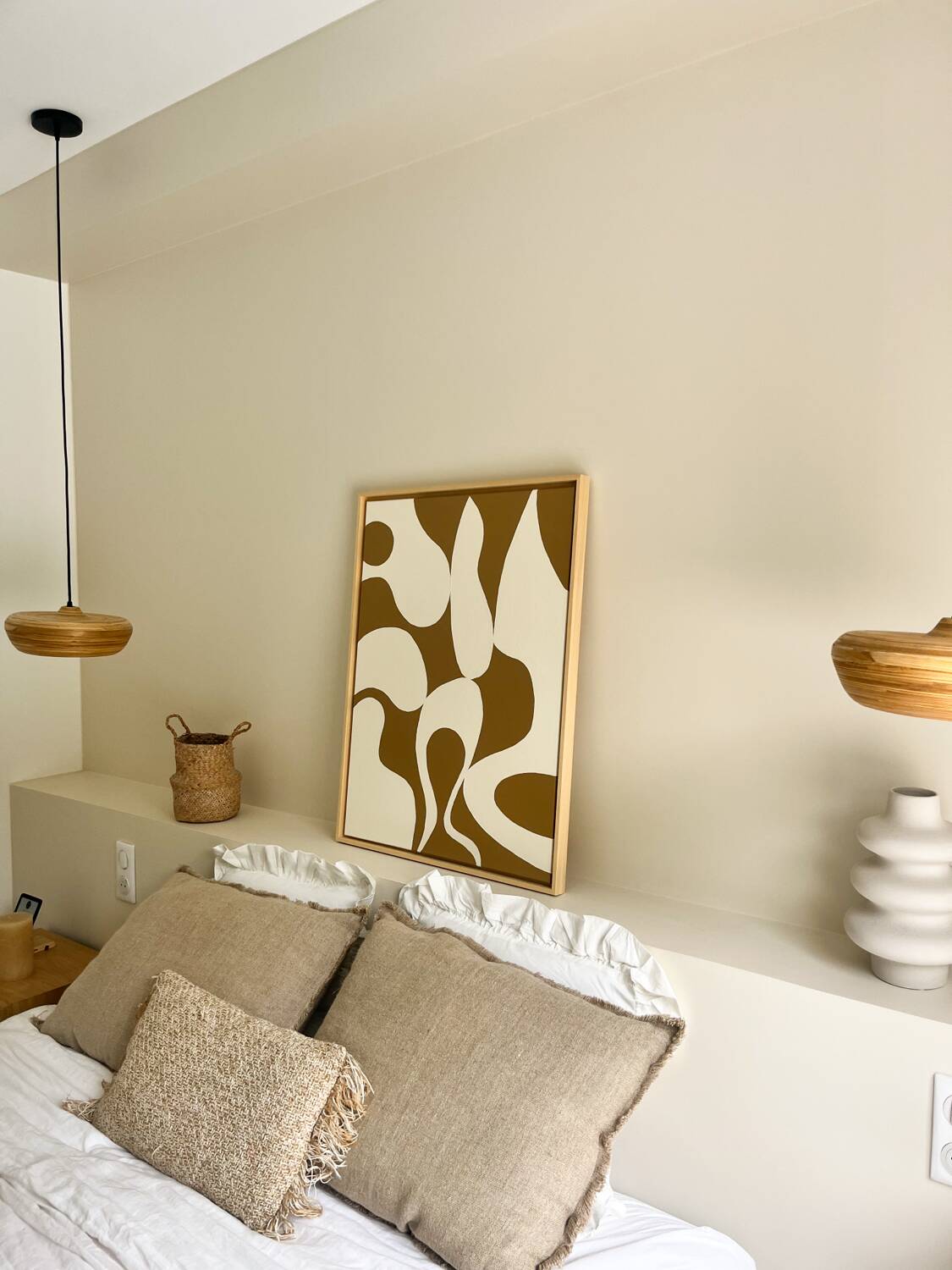 Tableau organique marron crème