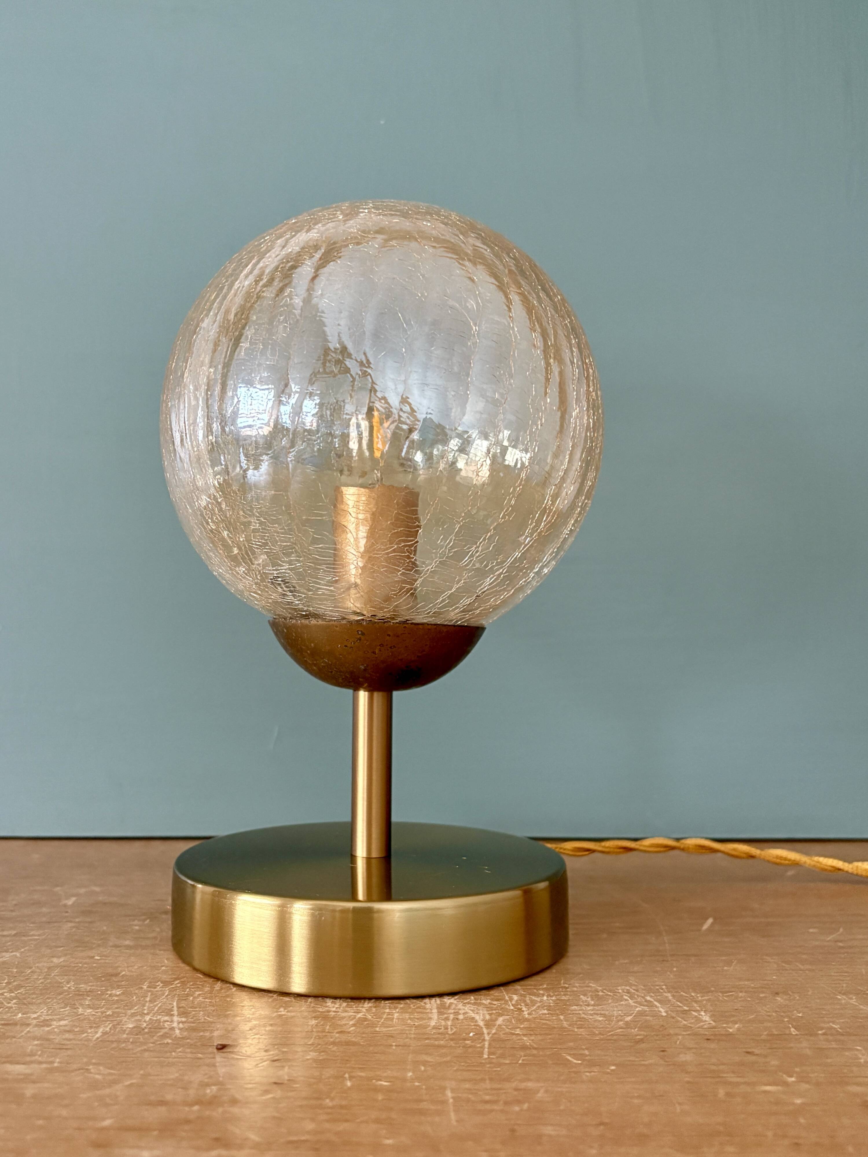 Vintage globe table lamp in amber glass