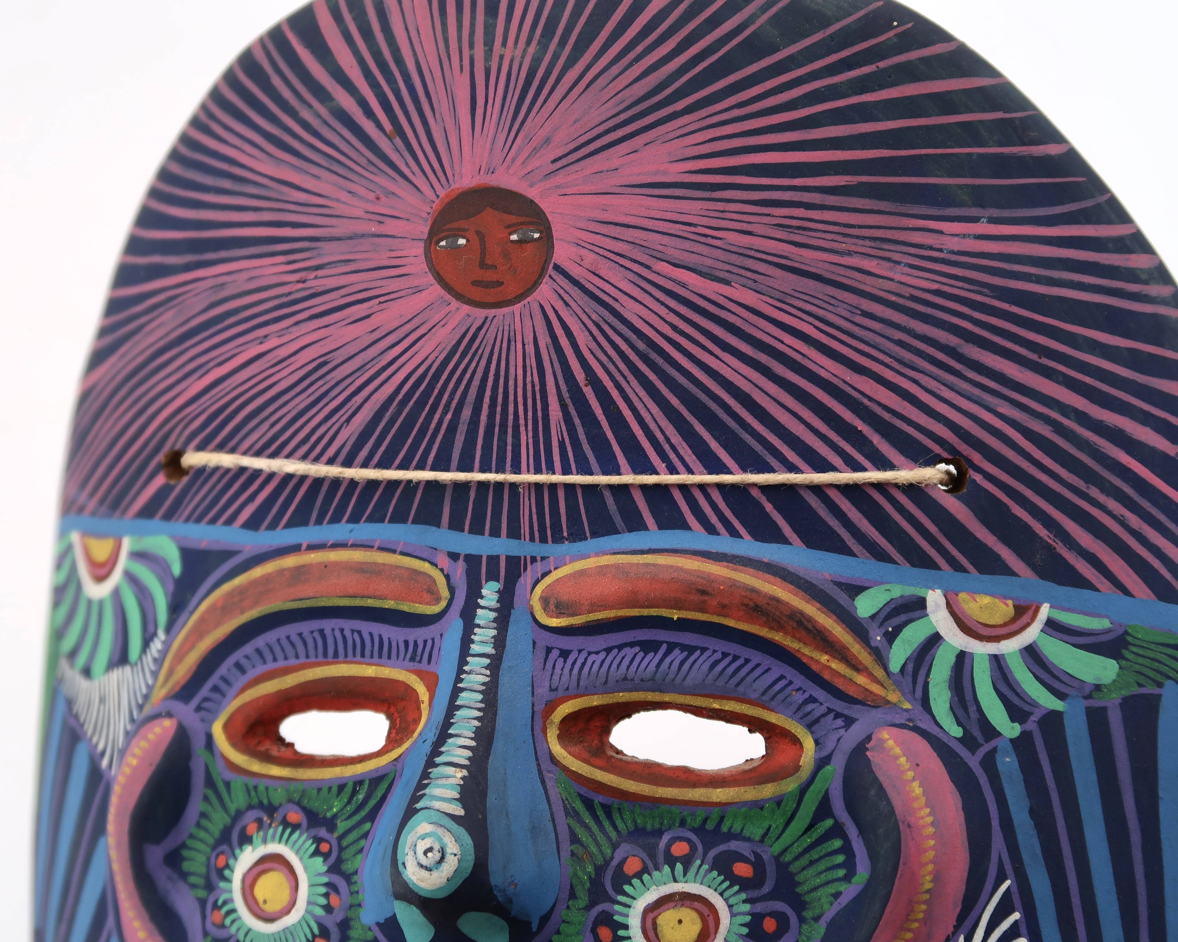 Colorful terracotta mask from Mexico, 1970s