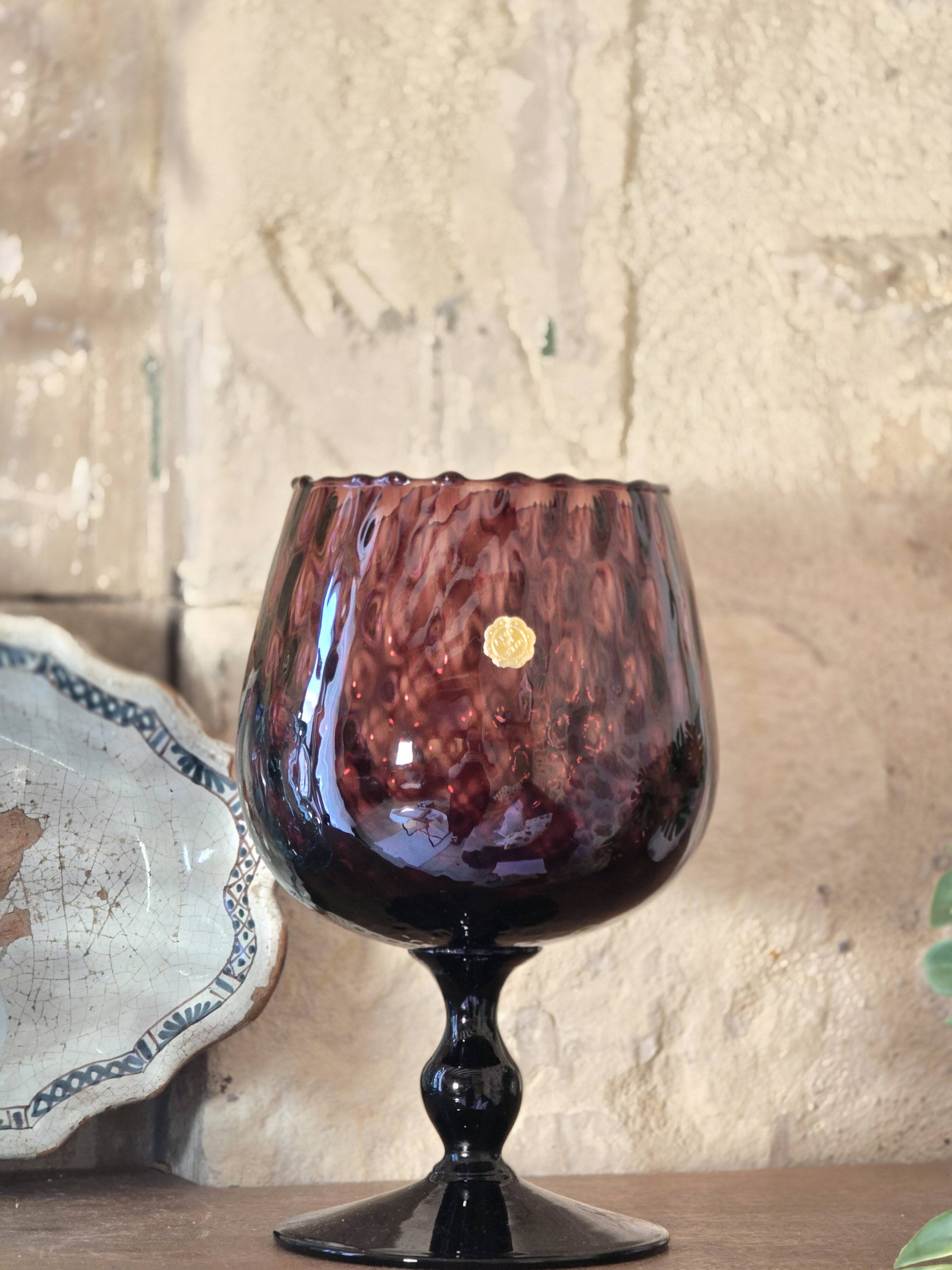 Cup, Empoli Amethyst glass. Italian art, hand-blown, 1950s.