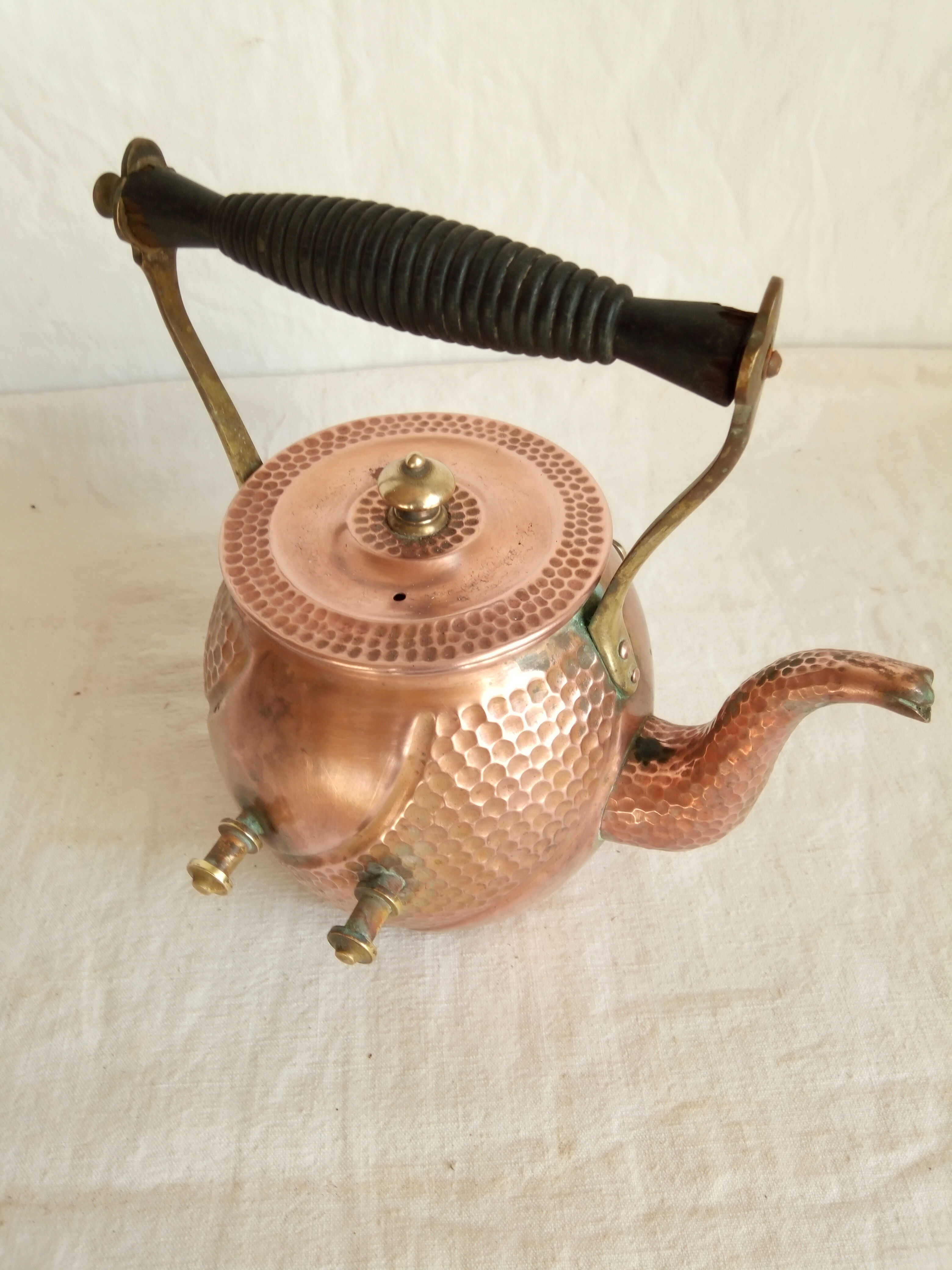 Ancient copper and brass travel teapot 20th
