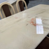 Vintage 1970s dining room set / wooden table, chair and sideboard