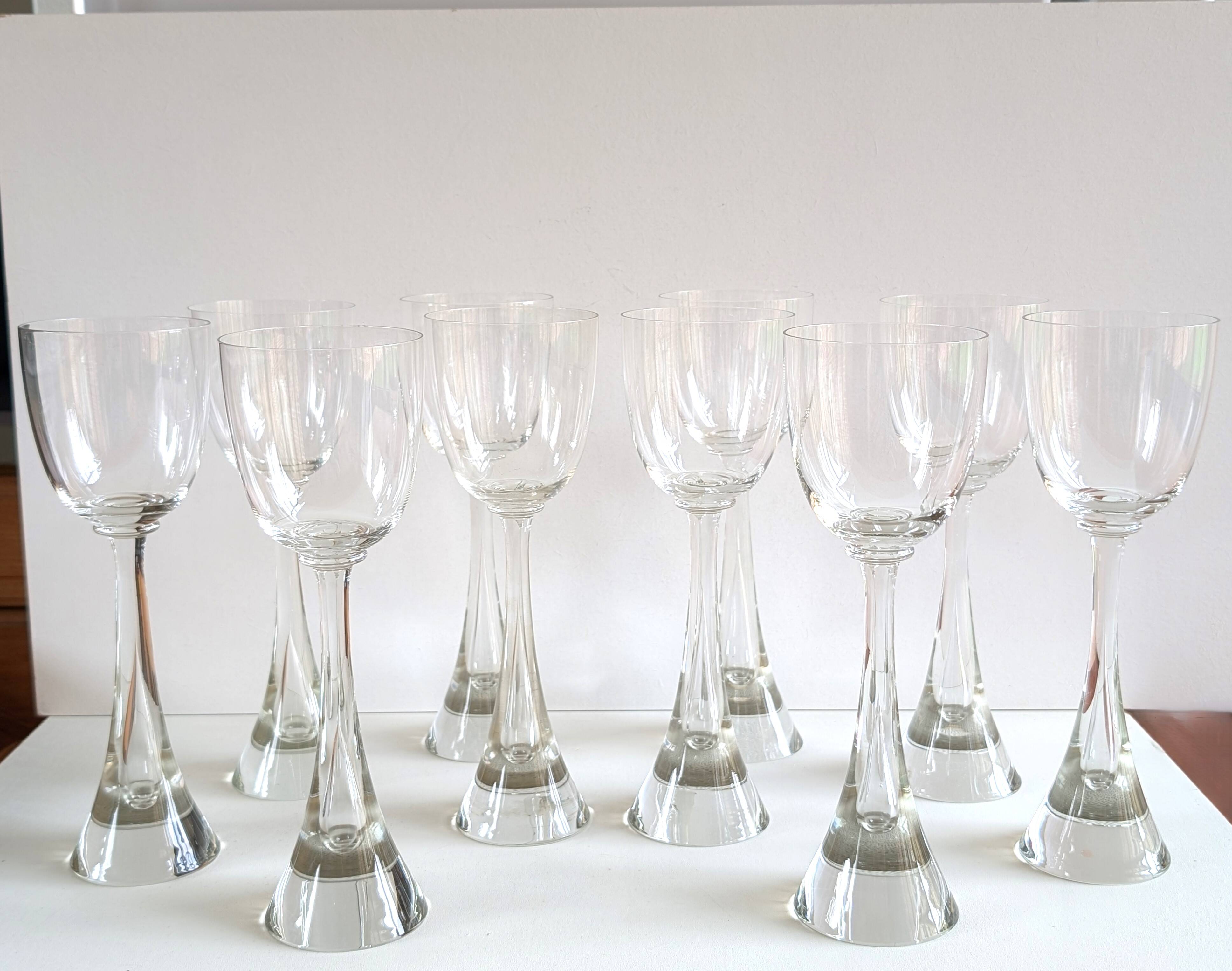 Set of 10 Flight water glasses from the 60s