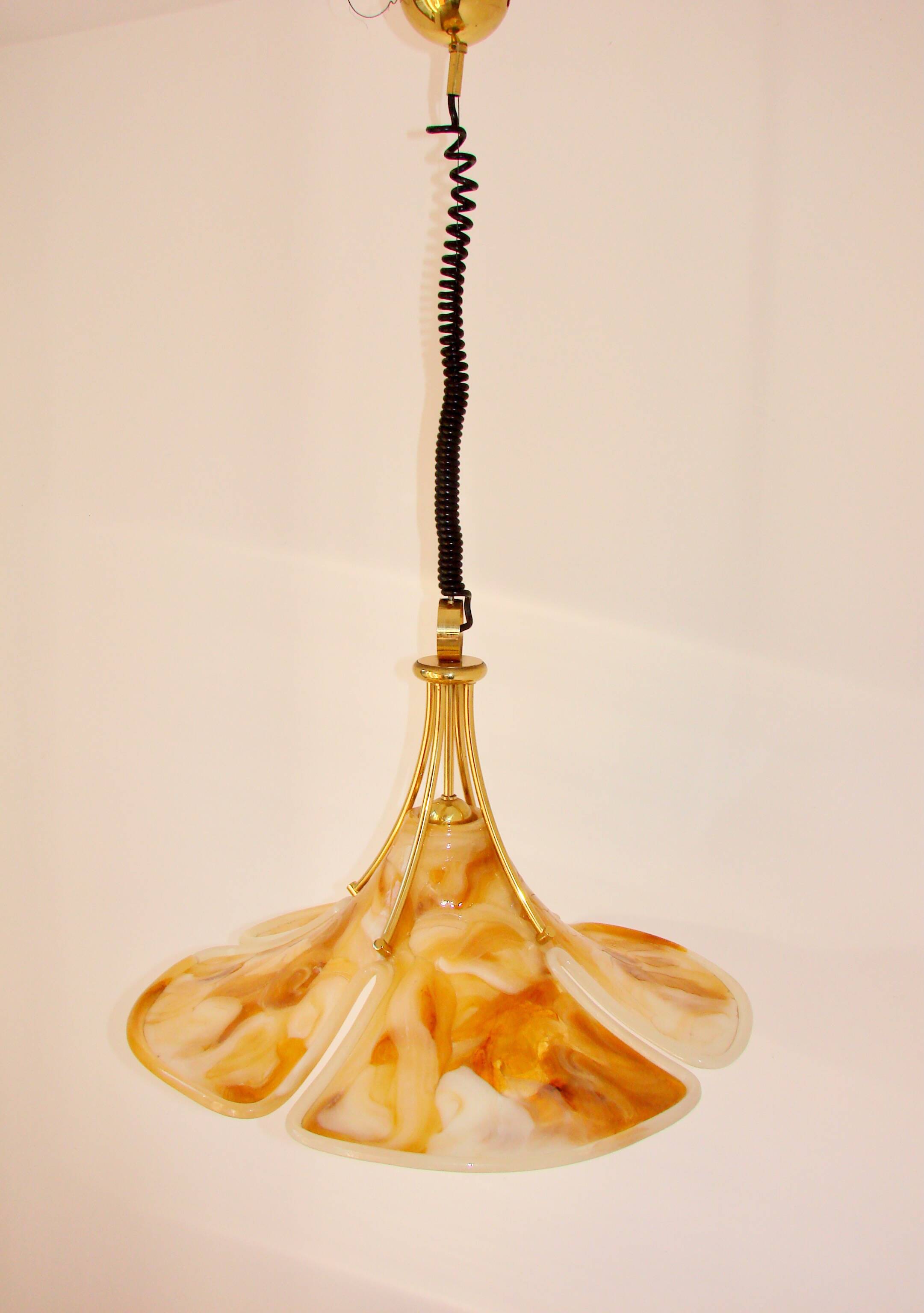 Tulip Cosack pendant lamp, 1970s, brass, 60 cm, E27