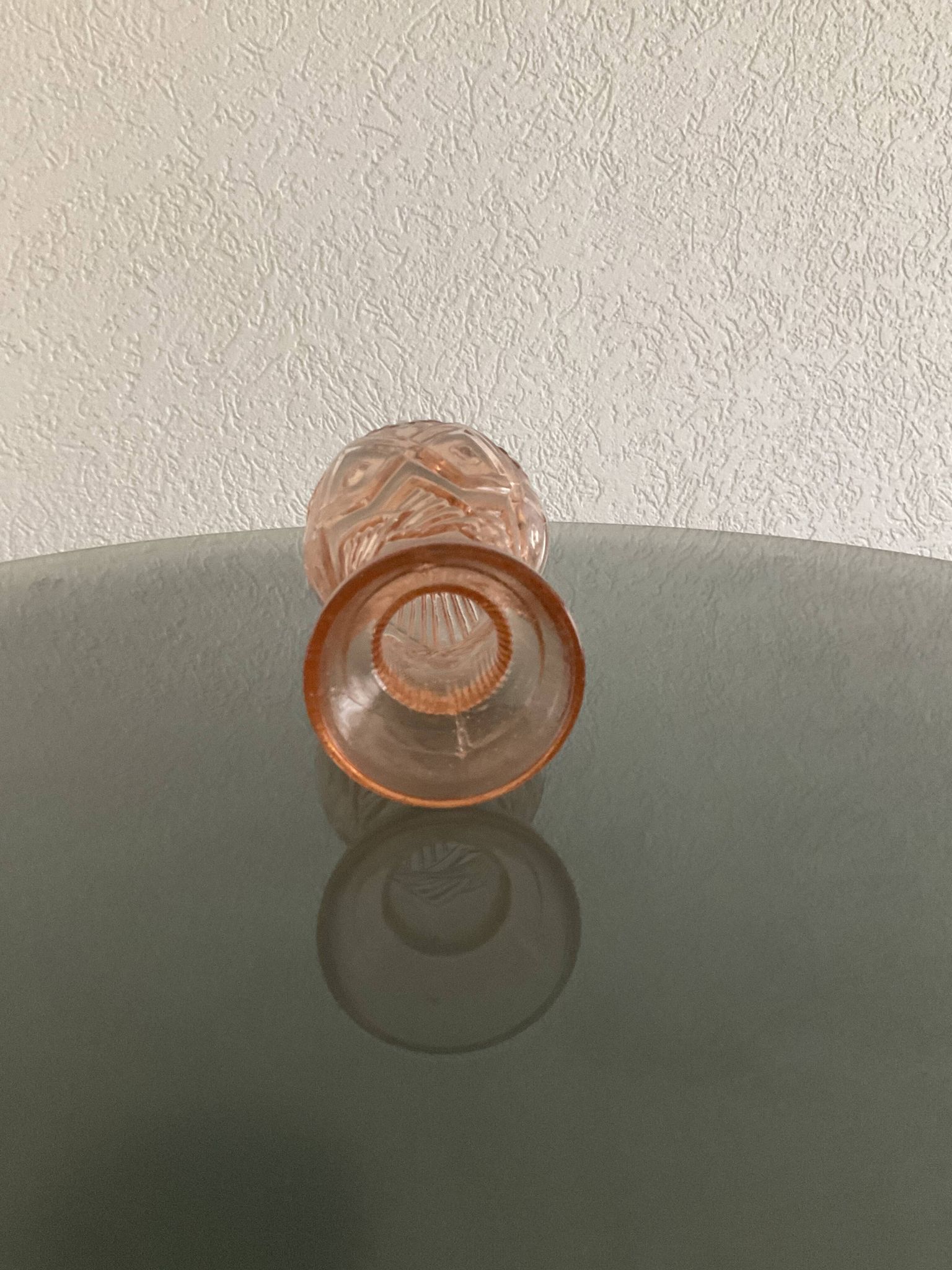 Vase à jacinthes Rosaline en verre moulé, art déco.