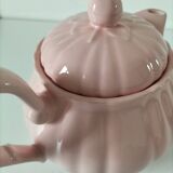 Vintage mid-century ribbed pink powder teapot by Salins.