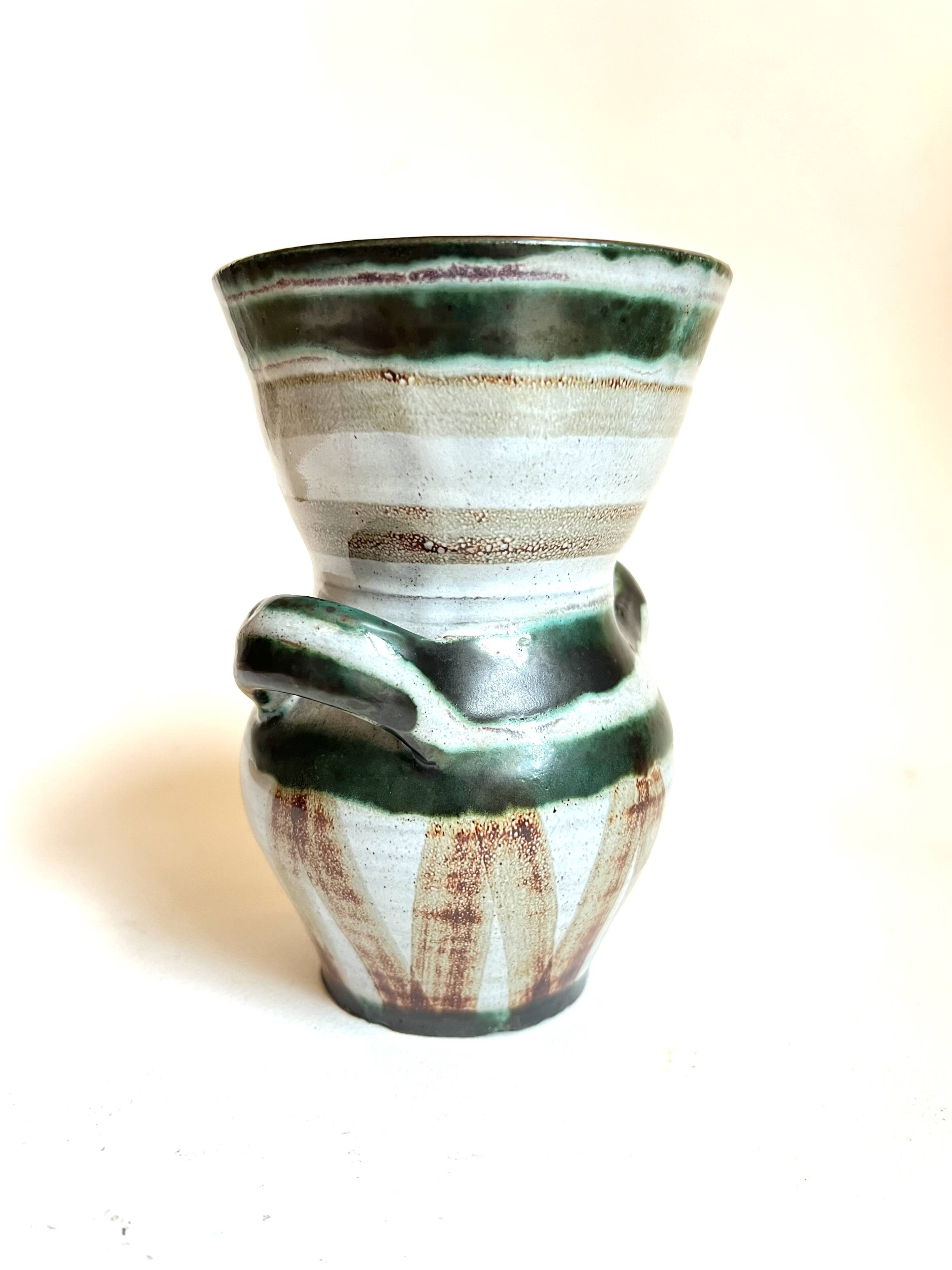 Robert Picault, Eared vase circa 1960. Vallauris