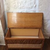 Vintage toy box wood and rattan