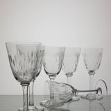 6 verres à vin en cristal de Baccarat modèle Molière