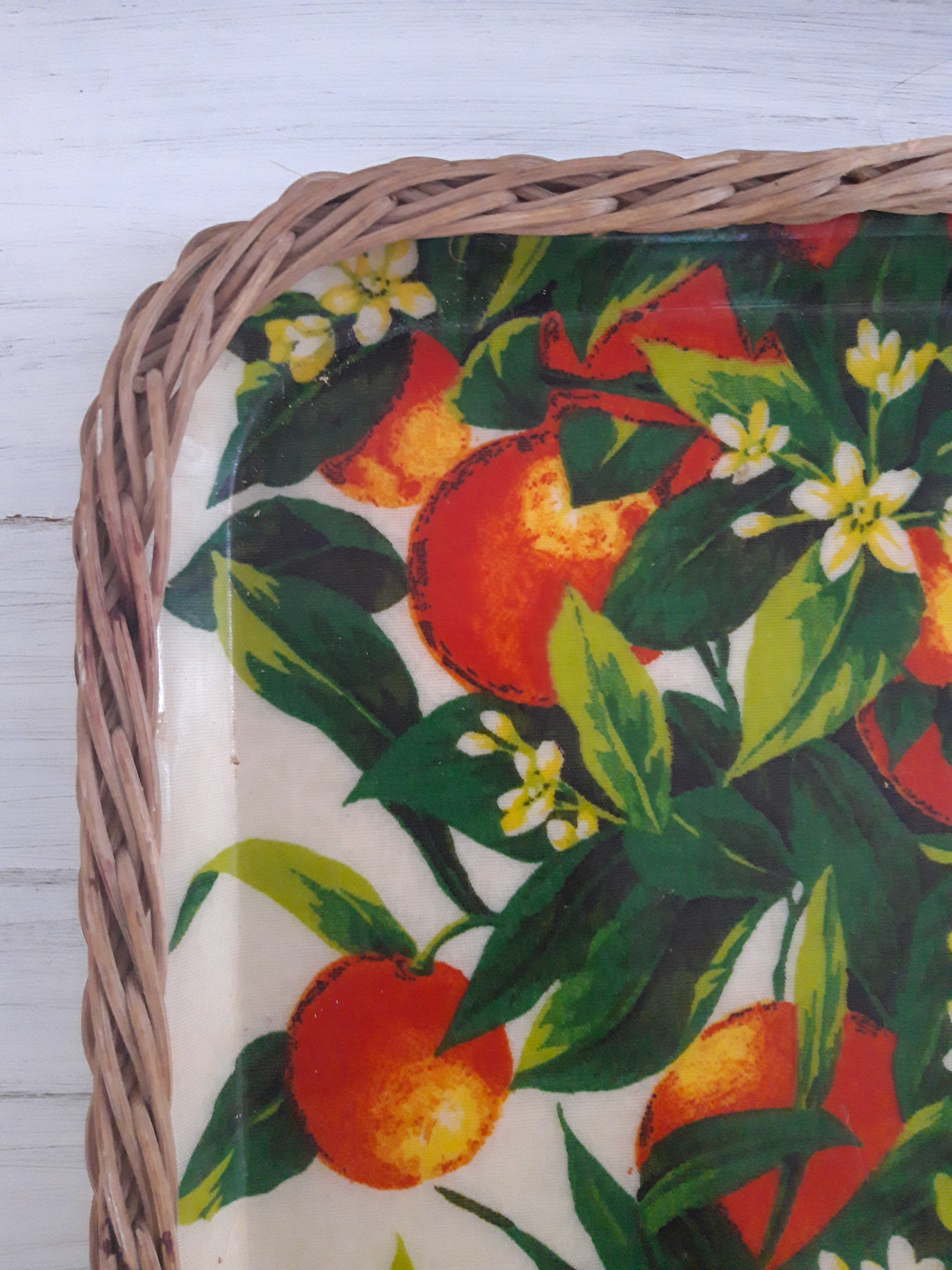 Vintage fiberglass top and braided rattan