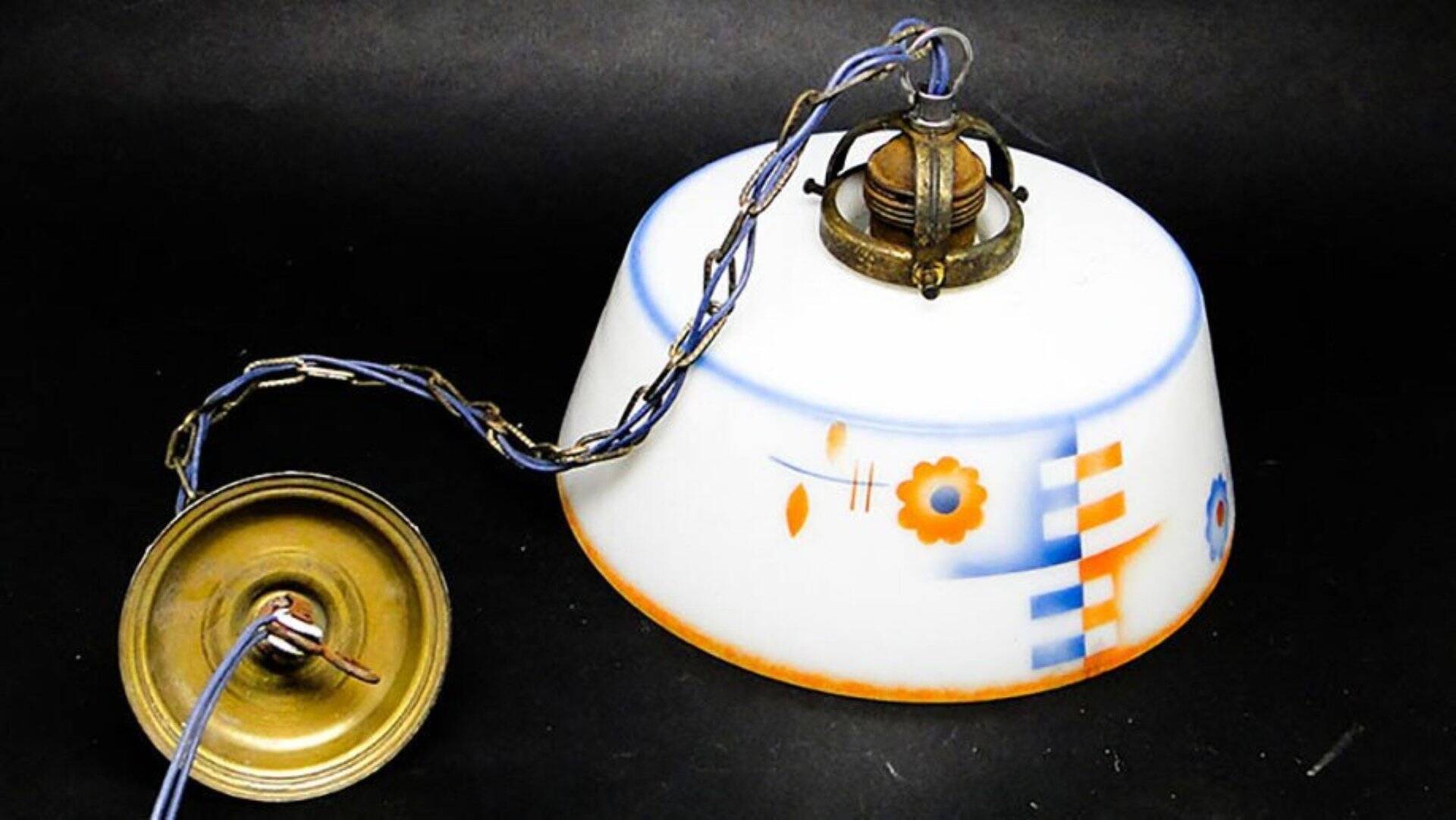 Lampe suspendue Art Déco, Pologne, années 1950