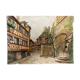 Watercolor vintage village view