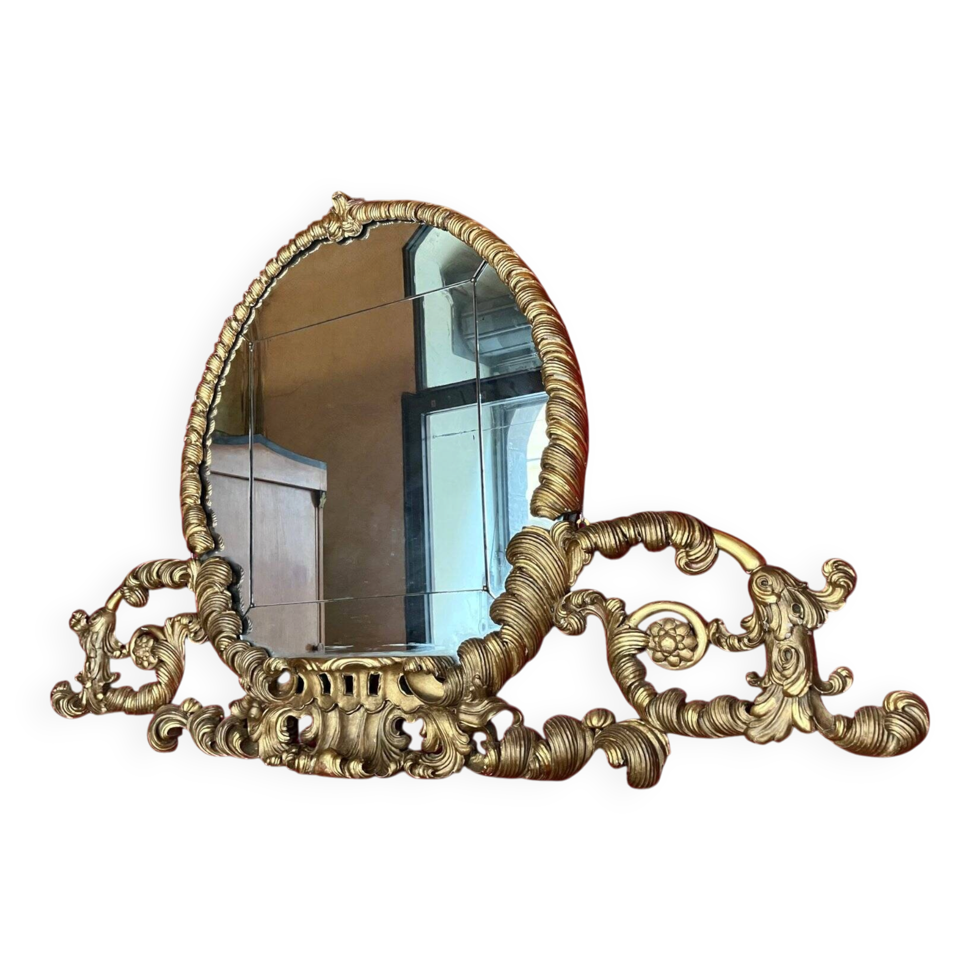 19th Century Florentine Eclectic Gilt Wood Mirror with Cinematic Provenance, 1890s