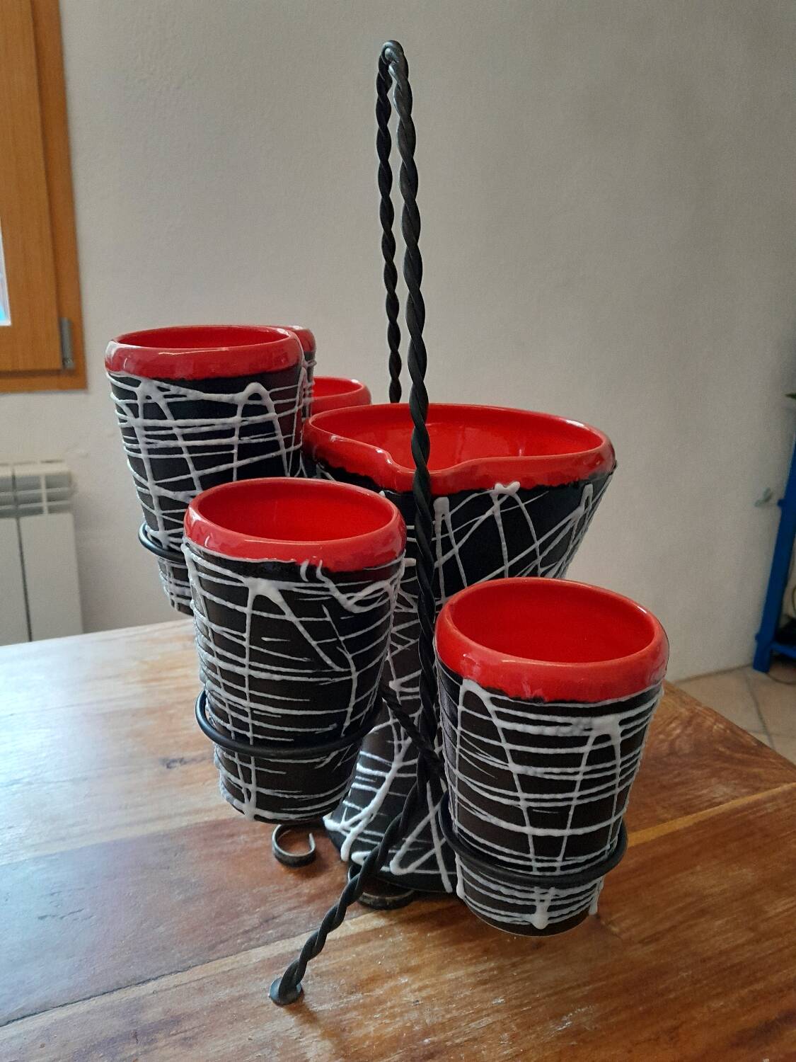 Exceptional set of orangeade from Vallauris, vintage 1950-60.