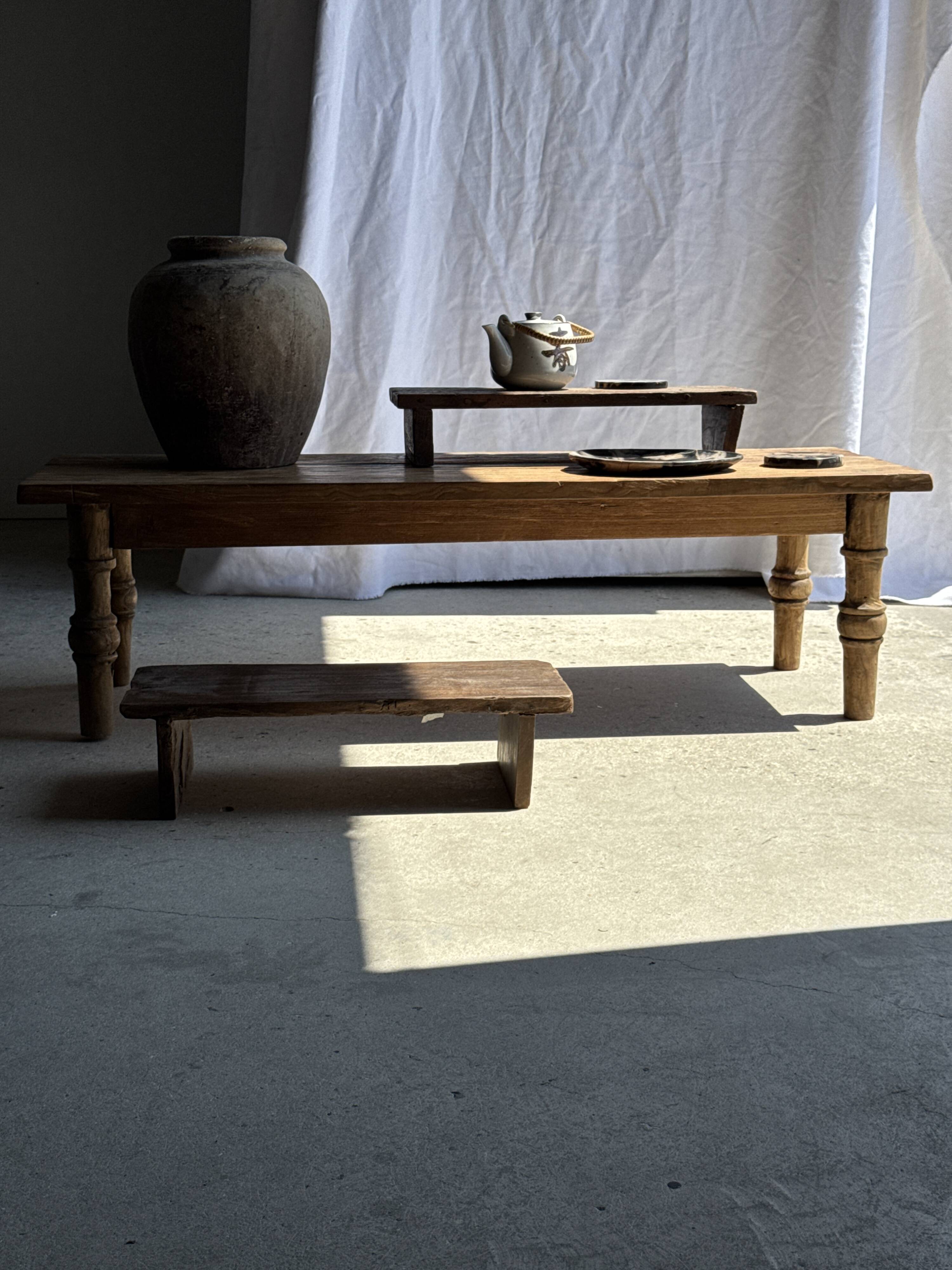 Small low bench in old teak from Indonesia H14 L50