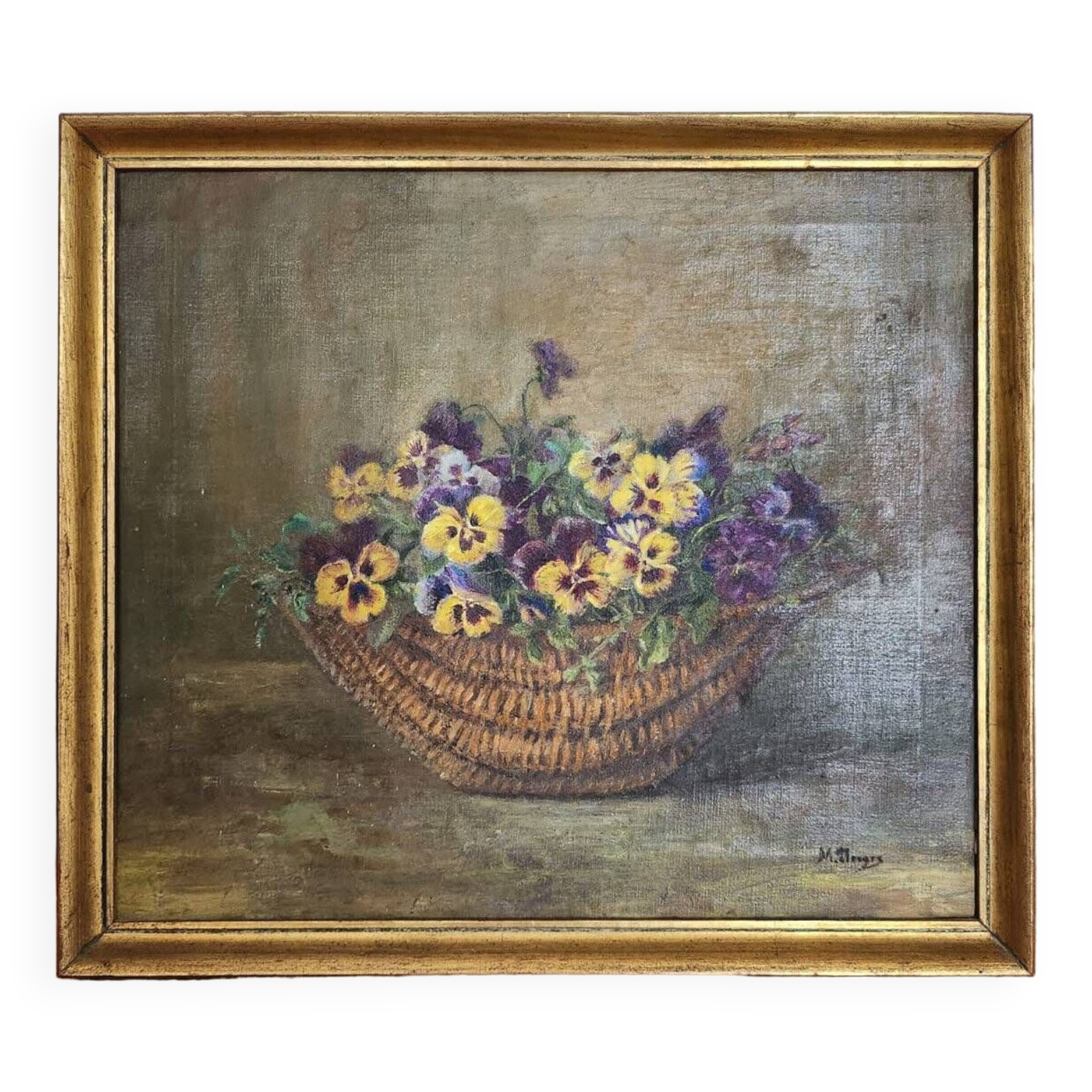 19th century oil painting bouquet of flowers