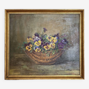 19th century oil painting bouquet of flowers