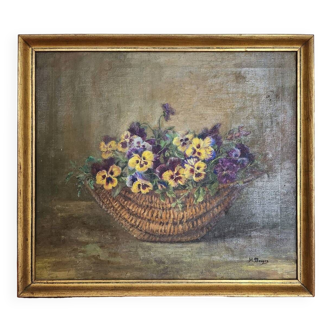 19th century oil painting bouquet of flowers