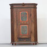 Rustic Farmhouse Folk Art Painted Bridal Cabinet dated 1818