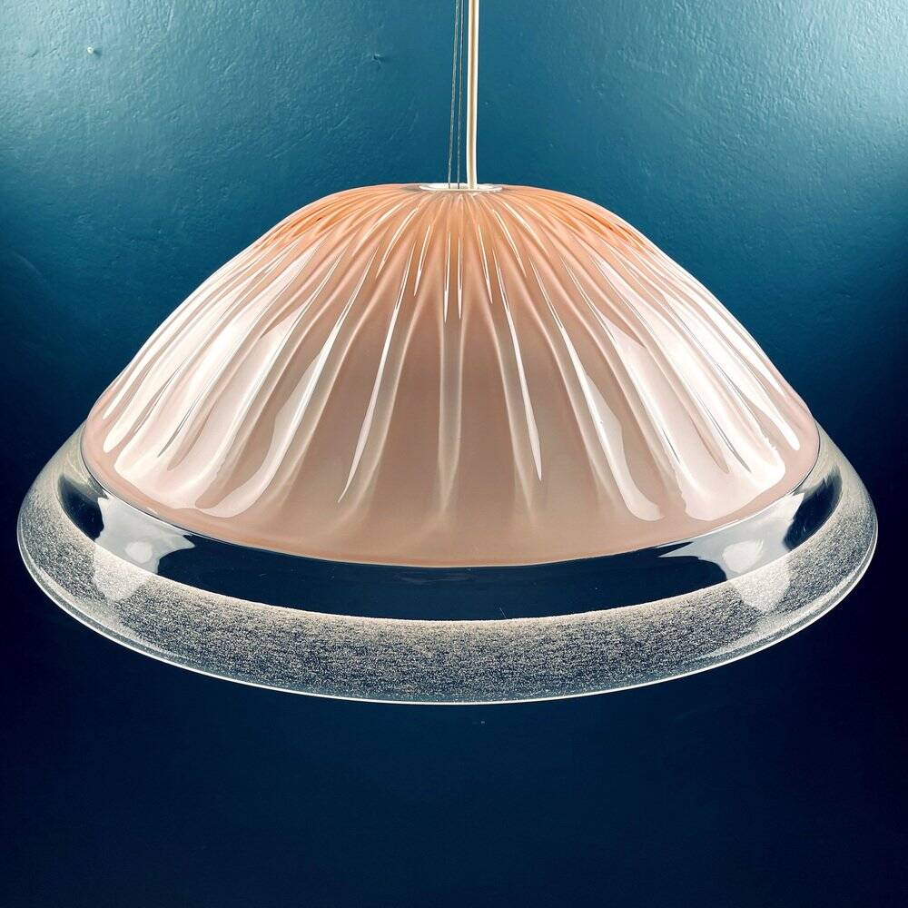 Vintage Italian pink Murano glass chandelier, 1970s.